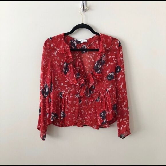 Iro -Venecia ruffled printed chiffon blouse - Picture 3 of 7